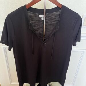 Maurices Black Short Sleeve Tie Front Tee